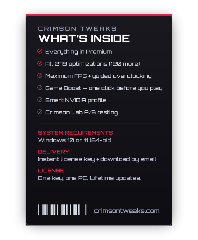 Crimson Tweaks Ultimate box, back: what's inside